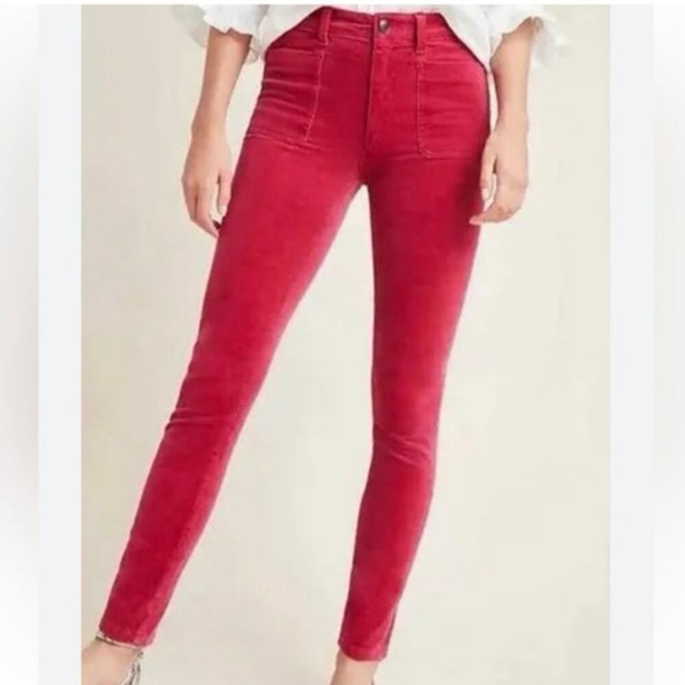 Anthropologie Pilcro High-Rise Skinny Corduroy Jeans Womens 28 dark pink - Picture 7 of 10